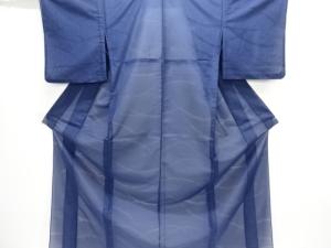 駒絽透かし織　芝草模様色無地着物